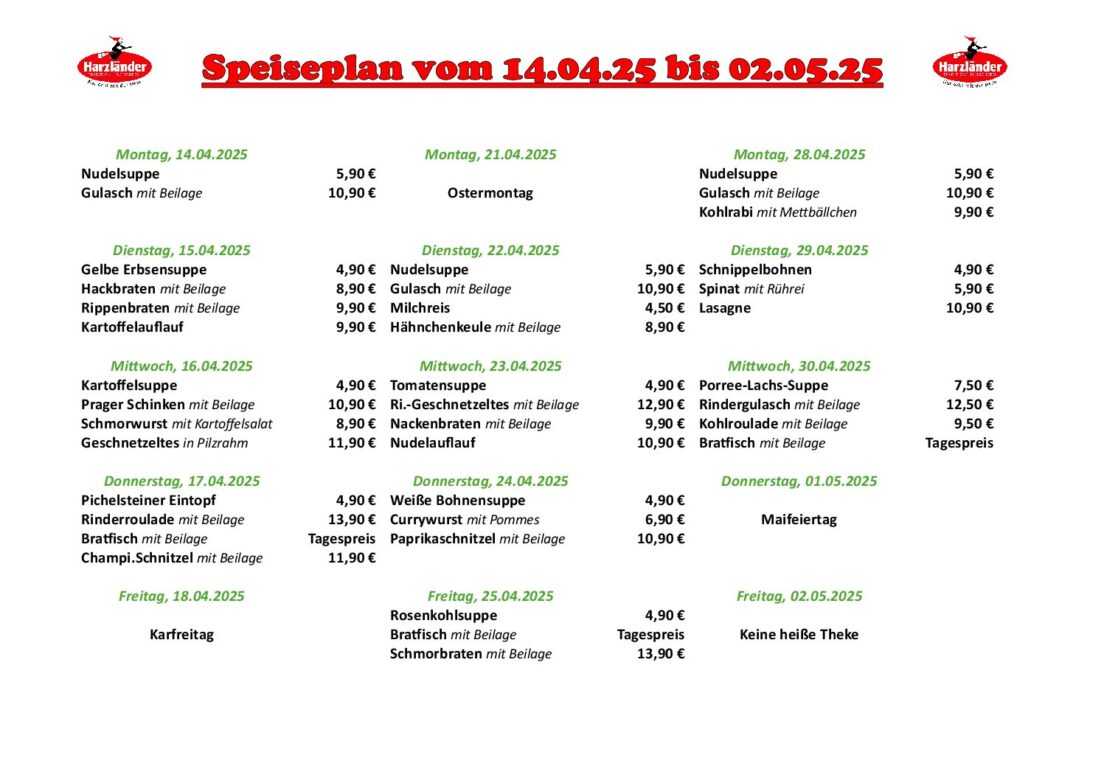 Speiseplan KW 16-18-25