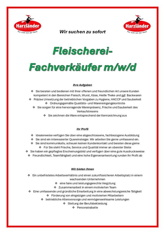 Fleischerei-Fachverkäufer